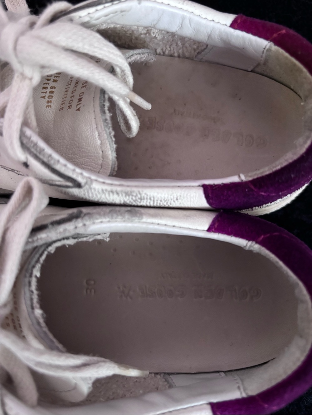 Golden Goose Kids May Sneakers White Leather Purple Suede Glitter Star Sz 30(13) - Picture 6 of 10
